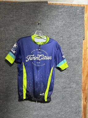 Borah Twin Cities Bicycling Club Cycling Jersey Mens Medium Blue Full Zip 2018